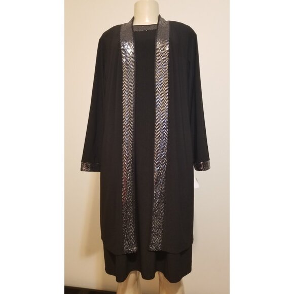 JESSICA HOWARD WOMEN'S SET 2 PC KNEE-LENGTH DRESS & CARDIGAN SIZE 14W #854 - Picture 1 of 12
